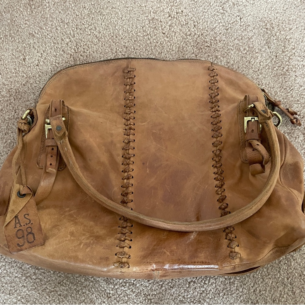 AS98 Italian Fine Leather HandBag Carmel